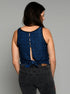 The Tie Back Tank - Blue Shibori / Blue Pinstripe